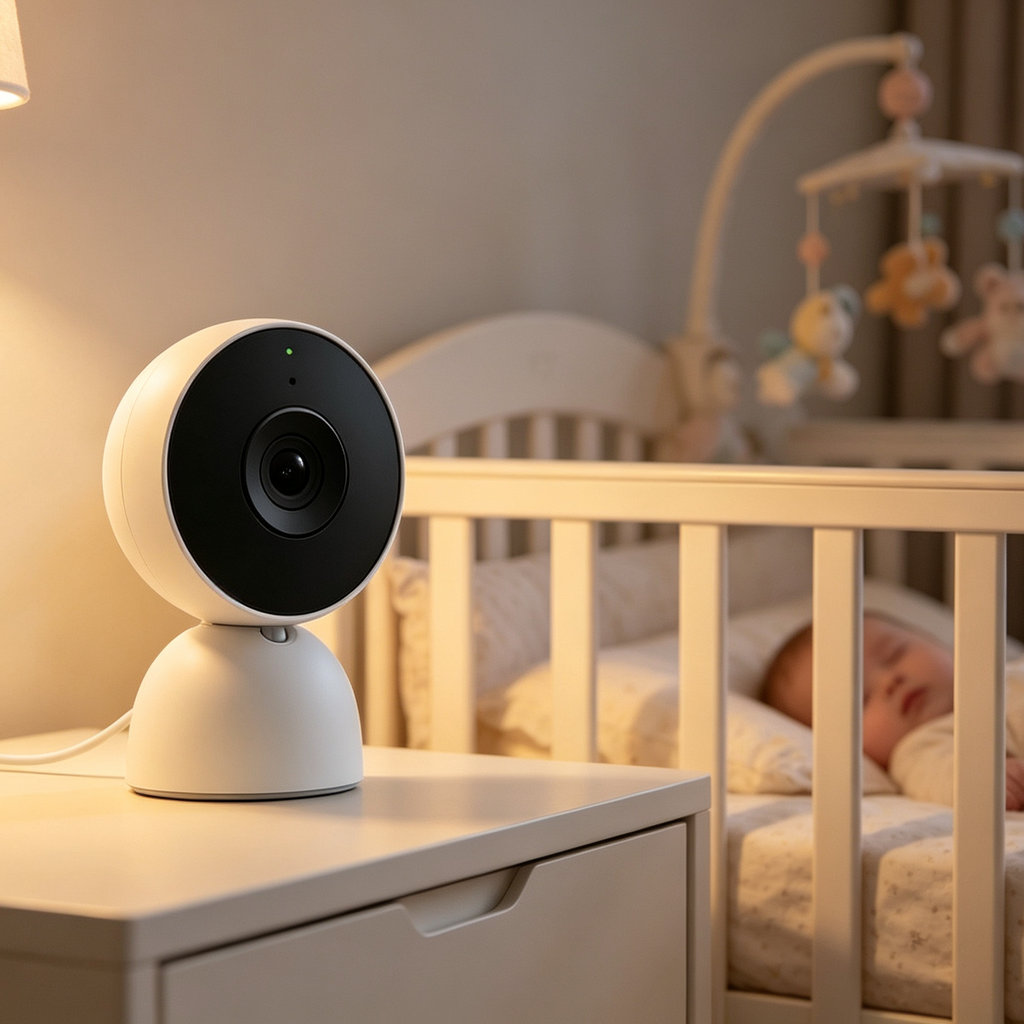 Smart Wired Indoor Security Cam | 2K Resolution, AI Assistant, Night Vision & Two-Way Audio (2025 Snow Model)